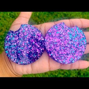 Glitter Car Coasters Set of 2